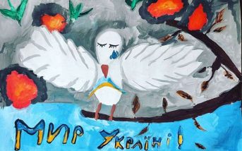 Dibujo sobre la guerra en Ucrania por niños.