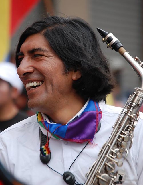 Yacu Sacha: músico y defensor del agua. 3 Horas antes de la detención del 13 de agosto en la marcha en Quito, 2015.