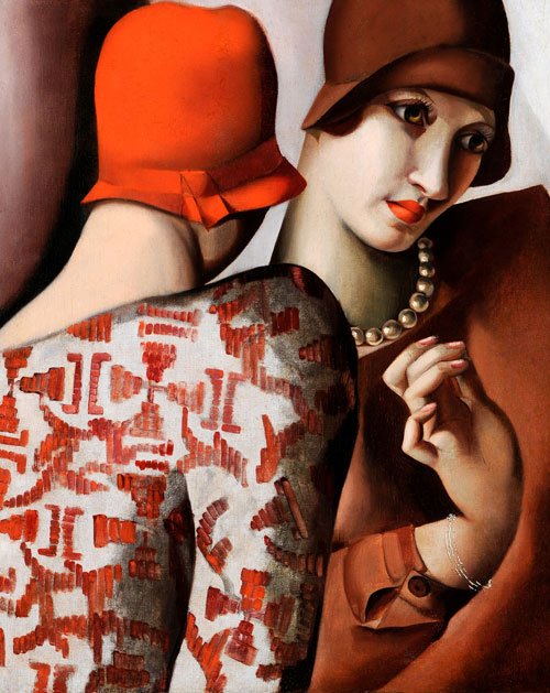 Tamara de Lempicka, la artista total. 2 Las dos amigas - Confidencias, 1928, óleo sobre lienzo.