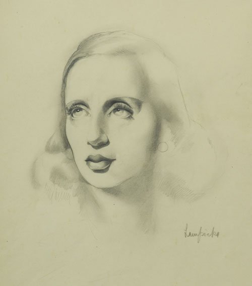 Tamara de Lempicka, la artista total. 7 Autorretrato, 1939, lápiz sobre papel.