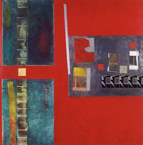 Salas y el arte de la abstracción. 4 Cartografía, mixta sobre tela, papel, madera y metal, 1993.