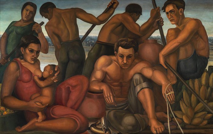 Museo Nacional de Colombia: las formas de la historia. 6 Pescadores del Magdalena, Alipio Jaramillo, ca., 1940.