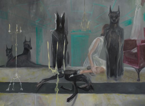 El arte de Roberto Noboa y su compleja interacción con el espectador. 3 La niña de los perros, óleo sobre lienzo, 2018.