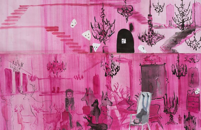 El arte de Roberto Noboa y su compleja interacción con el espectador. 4 Iban llegando, acrílico y tinta sobre cartulina, 2018-2019.