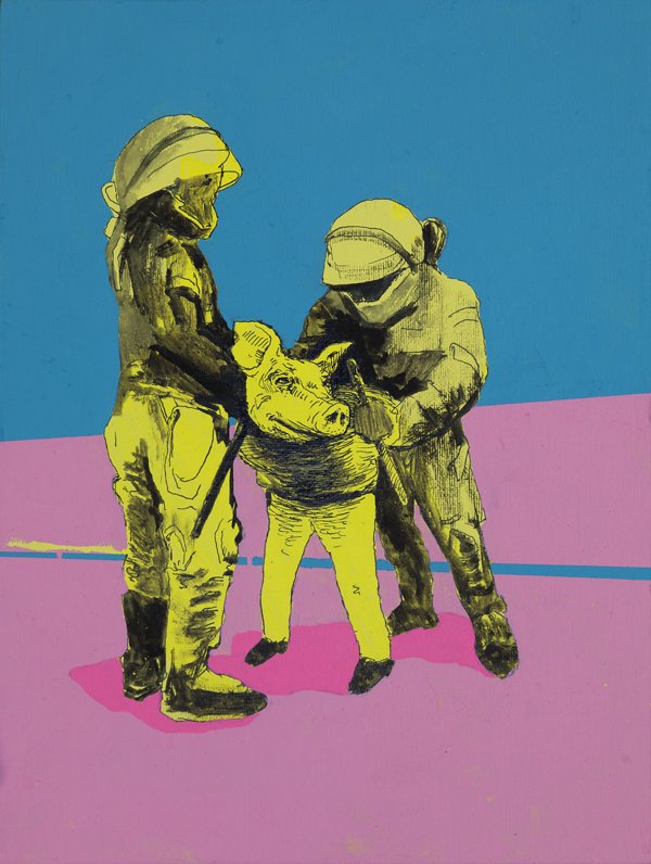 Echeverría Kossak. Los espacios y el poder. 4 S/T (Serie Saludos), 2012.