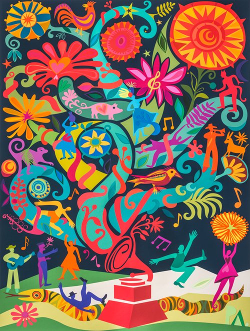 El año de las maravillas de Paula Barragán. 1 Batata Grammy 2018, arte digital y collage. Imagen oficial del 19 Latin Grammy, Las Vegas, 2018.