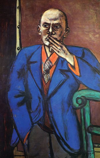 Max Beckmann en Nueva York. 4 Selfportrait in blue jacket, 1950.