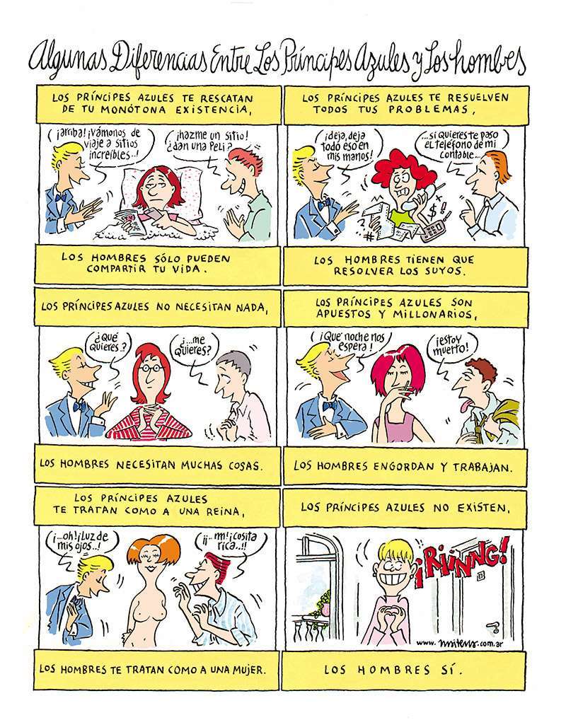 Algunas diferencias entre los príncipes azules y los hombres 1 maitena diferencias principes hombres 1